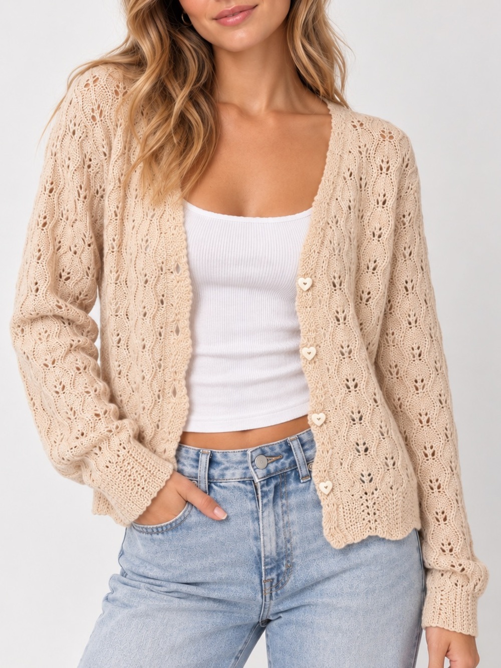 Find Me Now Organic Cotton Pointelle Cardigan